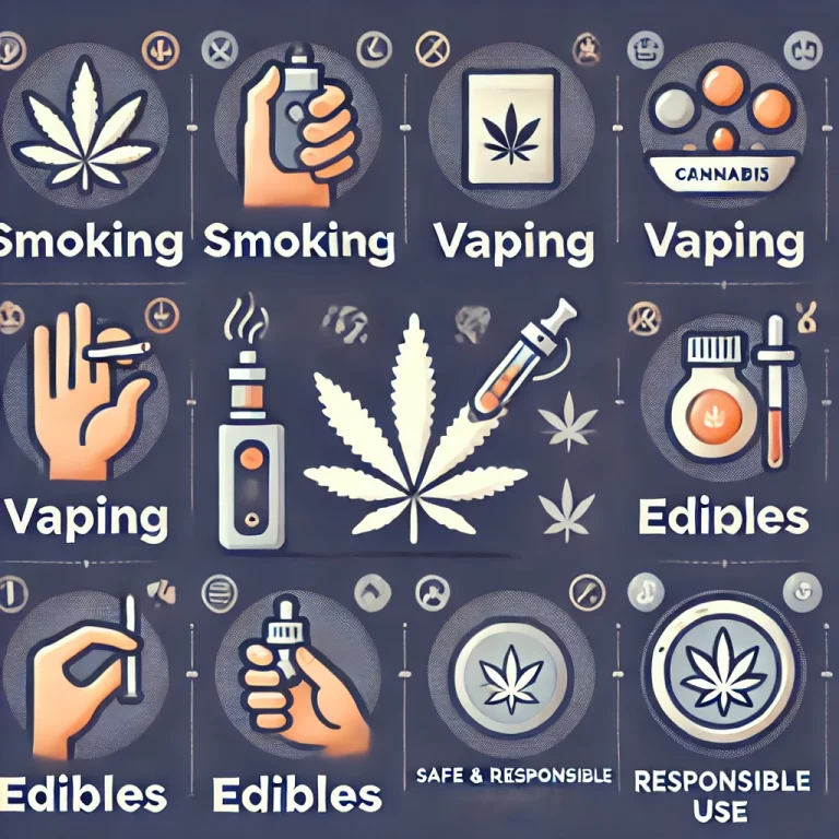 An illustration of different ways of how to consume cannabis.